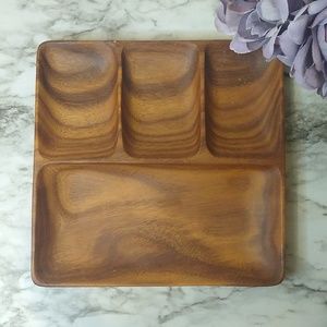 Natural wood 4 section organizer tray medium brown